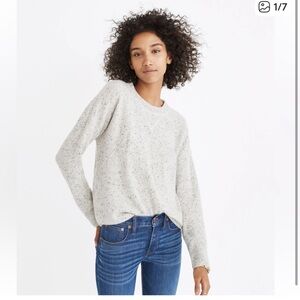 Madewell Cashmere Sweatshirt in Ash Donegal Small